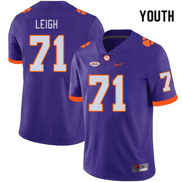 Youth #71 Tristan Leigh Clemson Tigers College Football Jerseys Stitched-Purple